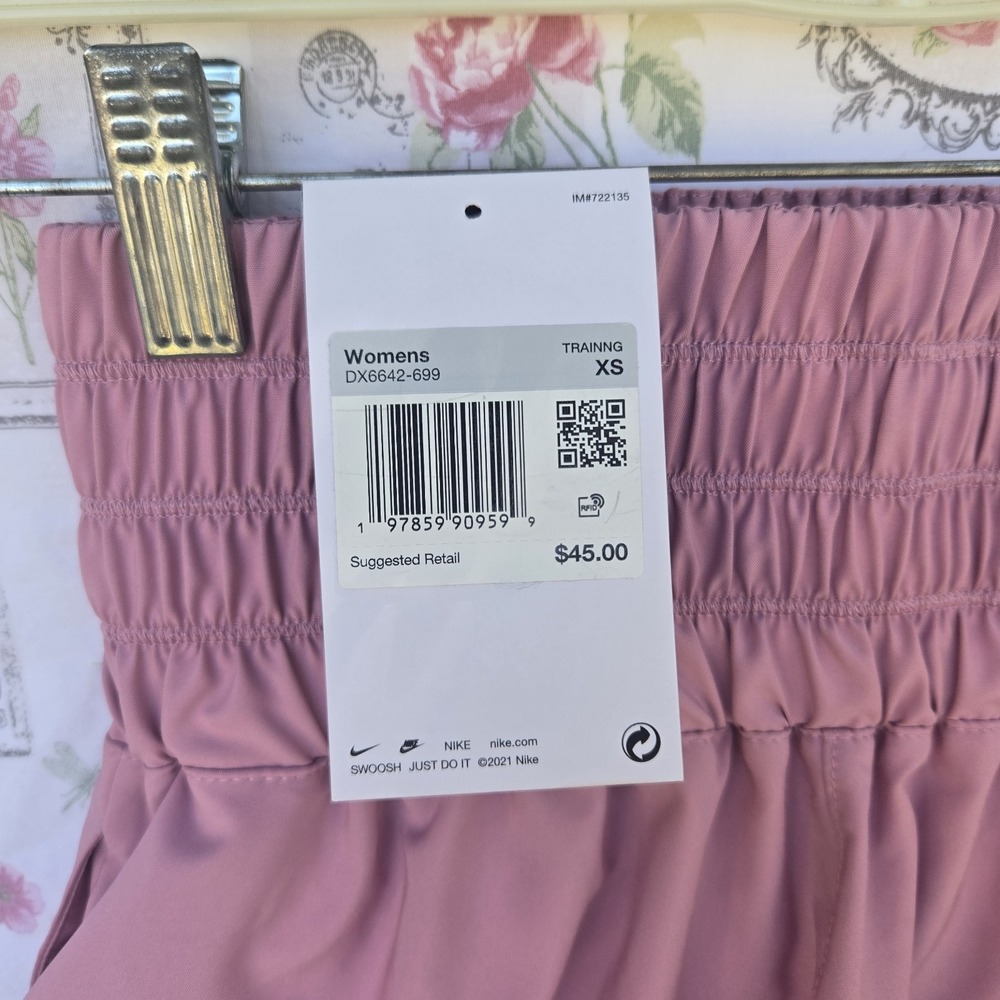 New Nike One Dri-FIT Ultra High-Waisted Brief-Lined Shorts Women's XS Pink Gym - Picture 5 of 5